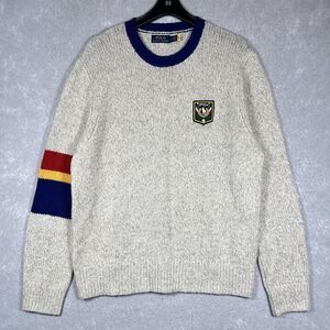 Polo RALPH LAUREN WOOL JUMPER Sweater Sun Valley Crest Logo Beige Men’s Large
